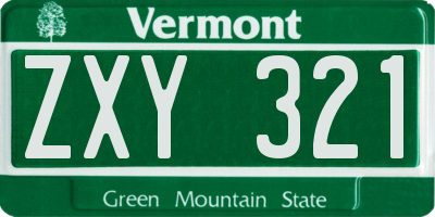 VT license plate ZXY321