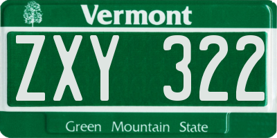 VT license plate ZXY322