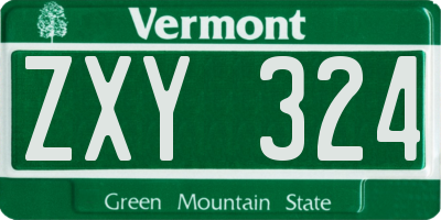 VT license plate ZXY324