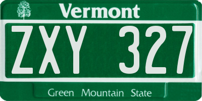 VT license plate ZXY327
