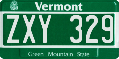 VT license plate ZXY329