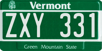 VT license plate ZXY331