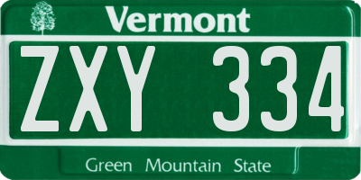 VT license plate ZXY334