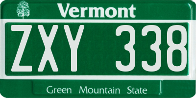 VT license plate ZXY338