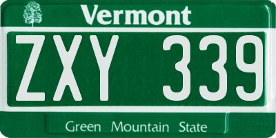 VT license plate ZXY339