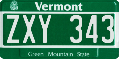VT license plate ZXY343