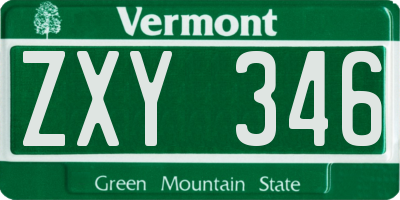 VT license plate ZXY346