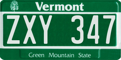 VT license plate ZXY347