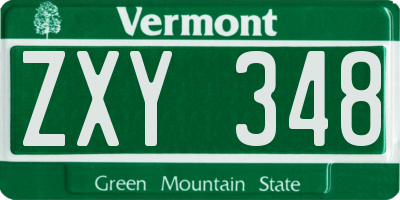 VT license plate ZXY348