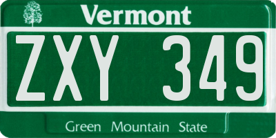 VT license plate ZXY349