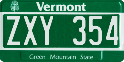 VT license plate ZXY354
