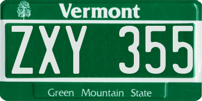 VT license plate ZXY355
