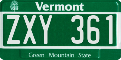 VT license plate ZXY361