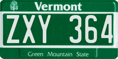 VT license plate ZXY364