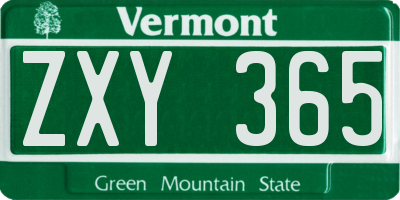 VT license plate ZXY365