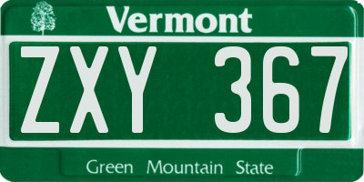 VT license plate ZXY367