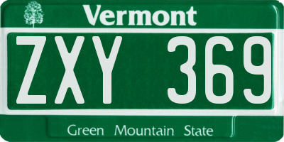 VT license plate ZXY369