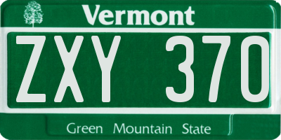 VT license plate ZXY370