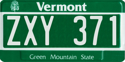 VT license plate ZXY371