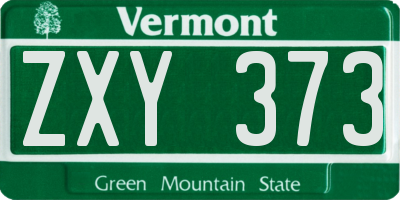VT license plate ZXY373