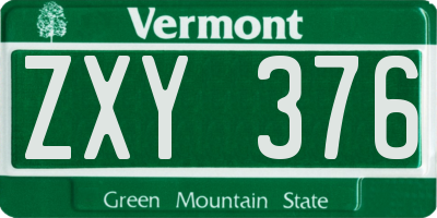 VT license plate ZXY376