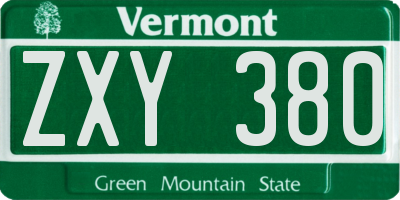 VT license plate ZXY380