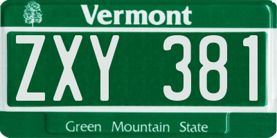 VT license plate ZXY381
