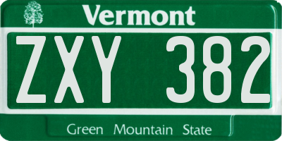VT license plate ZXY382
