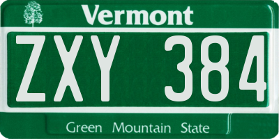 VT license plate ZXY384