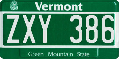 VT license plate ZXY386