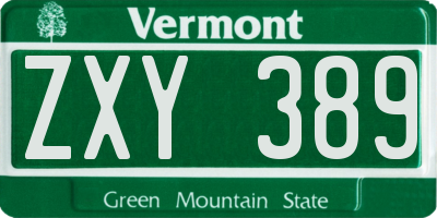 VT license plate ZXY389