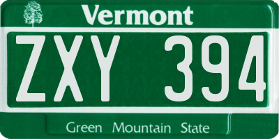 VT license plate ZXY394