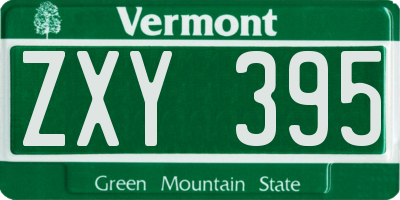 VT license plate ZXY395