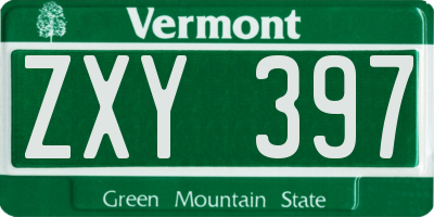VT license plate ZXY397