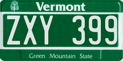 VT license plate ZXY399