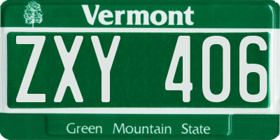 VT license plate ZXY406