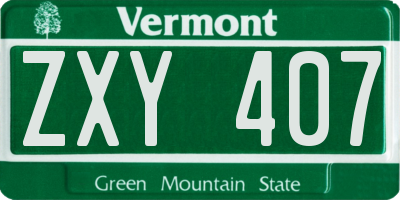 VT license plate ZXY407