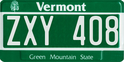 VT license plate ZXY408