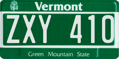 VT license plate ZXY410