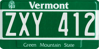 VT license plate ZXY412