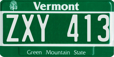 VT license plate ZXY413