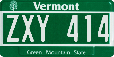 VT license plate ZXY414