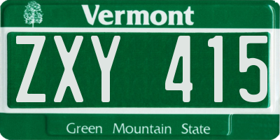 VT license plate ZXY415