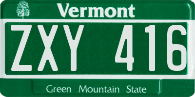 VT license plate ZXY416