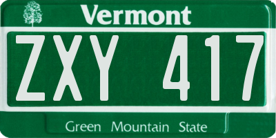 VT license plate ZXY417