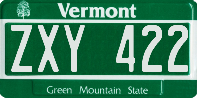 VT license plate ZXY422