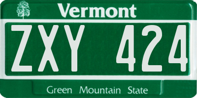 VT license plate ZXY424