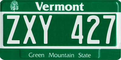 VT license plate ZXY427