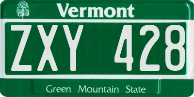 VT license plate ZXY428