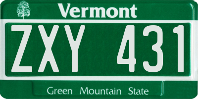 VT license plate ZXY431